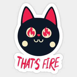 That's Fire || Black Cat With Fiery Eyes Sticker